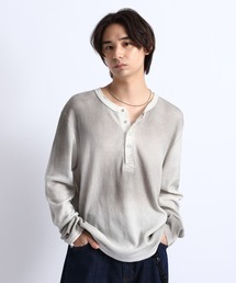 RAGEBLUE | SPRAY DYED WAFFLE HENLEY T-SHIRT/スプレー加工ワッフルヘンリーTシャツ(Tシャツ/カットソー)