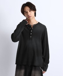 SPRAY DYED WAFFLE HENLEY T-SHIRT/スプレー加工ワッフルヘンリーTシャツ