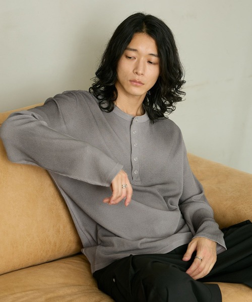 RAGEBLUE(レイジブルー)の「SPRAY DYED WAFFLE HENLEY T-SHIRT/スプレー加工ワッフルヘンリーTシャツ(Tシャツ/カットソー・メンズ・グレー/ホワイト/ブラック・LARGE/MEDIUM)」の22枚目の写真