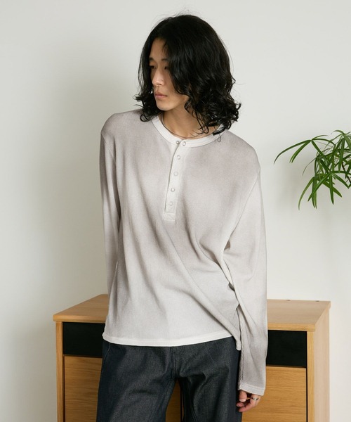 RAGEBLUE(レイジブルー)の「SPRAY DYED WAFFLE HENLEY T-SHIRT/スプレー加工ワッフルヘンリーTシャツ(Tシャツ/カットソー・メンズ・グレー/ホワイト/ブラック・LARGE/MEDIUM)」の17枚目の写真