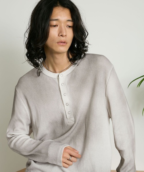 RAGEBLUE(レイジブルー)の「SPRAY DYED WAFFLE HENLEY T-SHIRT/スプレー加工ワッフルヘンリーTシャツ(Tシャツ/カットソー・メンズ・グレー/ホワイト/ブラック・LARGE/MEDIUM)」の18枚目の写真