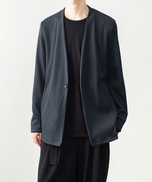 ATTACHMENT（アタッチメント）の「【LIMTED】PEストレッチリブ カラーレスカーディガン / PE STRETCH RIB COLLARLESS CARDIGAN（カーディガン/ボレロ・メンズ・ダークグレー/ブラック・2/1/3）」の5枚目の写真