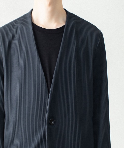 ATTACHMENT（アタッチメント）の「【LIMTED】PEストレッチリブ カラーレスカーディガン / PE STRETCH RIB COLLARLESS CARDIGAN（カーディガン/ボレロ・メンズ・ダークグレー/ブラック・2/1/3）」の9枚目の写真