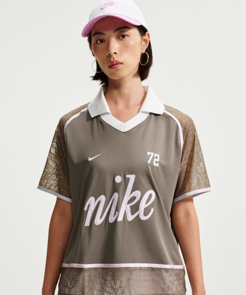 ナイキ スポーツウェア ウィメンズ レース ポロ ジャージー トップス / Nike Sportswear Women＇s Lace Polo Jersey Top IW1088-289 Cave Stone
