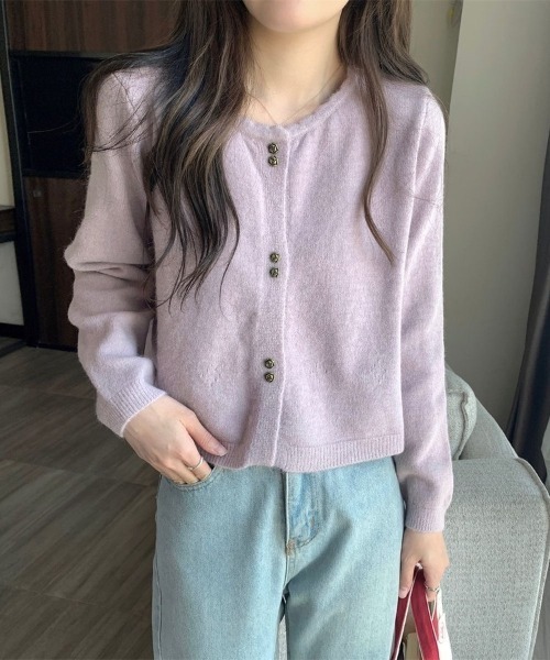 Beststore(ベストストア)の「「ふわふわアンゴラタッチ」の優しい肌触り。パールボタンが可愛い、大人可愛いショート丈ニットカーディガン(カーディガン/ボレロ・レディース・ピンク/ブラック/オフホワイト/ラベンダー/レッド・FREE)」の19枚目の写真