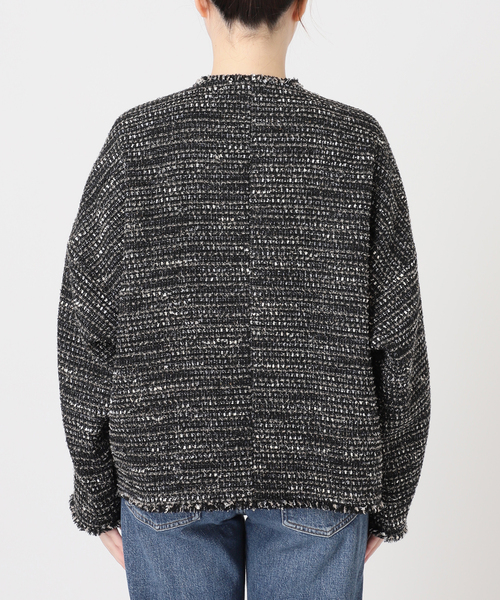 journal standard L'essage(ジャーナルスタンダードレサージュ)の「《追加》【一部店舗&WEB限定】GIOLICAツイードドルマンスリーブジャケット(ノーカラージャケット・レディース・ブラック×ブラック・FREE)」の13枚目の写真