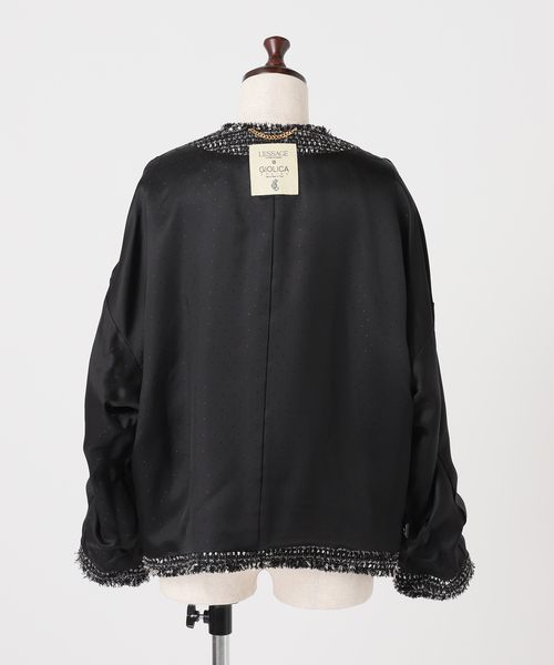 journal standard L'essage(ジャーナルスタンダードレサージュ)の「《追加》【一部店舗&WEB限定】GIOLICAツイードドルマンスリーブジャケット(ノーカラージャケット・レディース・ブラック×ブラック・FREE)」の19枚目の写真