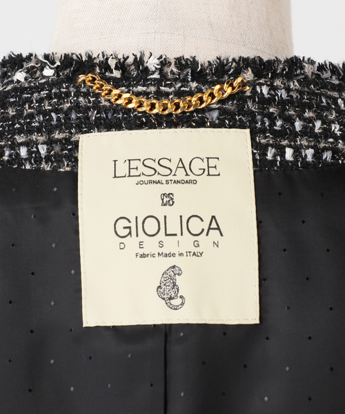 journal standard L'essage(ジャーナルスタンダードレサージュ)の「《追加》【一部店舗&WEB限定】GIOLICAツイードドルマンスリーブジャケット(ノーカラージャケット・レディース・ブラック×ブラック・FREE)」の20枚目の写真