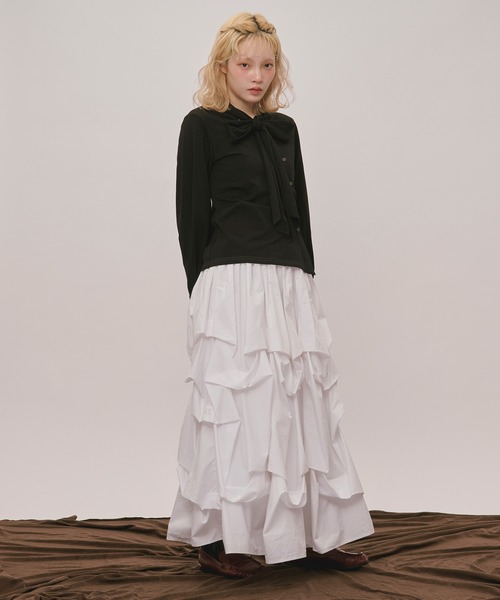 loin nuit（ロワンニュイ）の「asymmetry ribbon tops / アシンメトリーリボントップス（Tシャツ/カットソー・レディース・ボルドー/アイボリー/ブラック・FREE）」の18枚目の写真