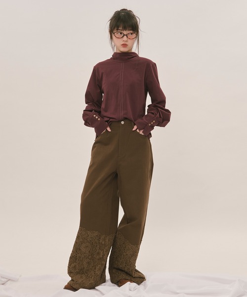 loin nuit（ロワンニュイ）の「asymmetry ribbon tops / アシンメトリーリボントップス（Tシャツ/カットソー・レディース・ボルドー/アイボリー/ブラック・FREE）」の6枚目の写真