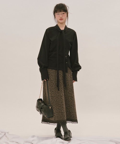 loin nuit（ロワンニュイ）の「asymmetry ribbon tops / アシンメトリーリボントップス（Tシャツ/カットソー・レディース・ボルドー/アイボリー/ブラック・FREE）」の20枚目の写真