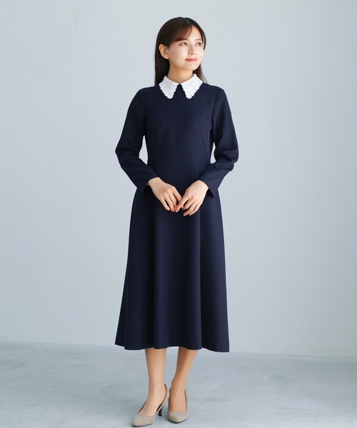WHITE JOOLA(ホワイトジョーラ)の「【 端正な佇まい 】 ダブルピケクロス・2WAYレース襟ワンピース(ワンピース・レディース・ブラック/ネイビー・L/M/S)」の22枚目の写真