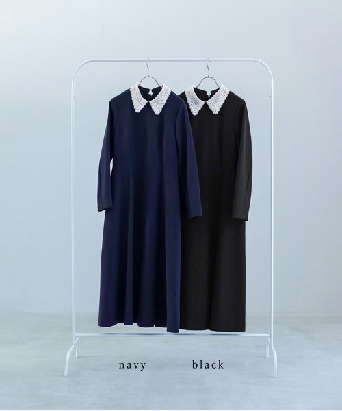 WHITE JOOLA(ホワイトジョーラ)の「【 端正な佇まい 】 ダブルピケクロス・2WAYレース襟ワンピース(ワンピース・レディース・ブラック/ネイビー・L/M/S)」の15枚目の写真