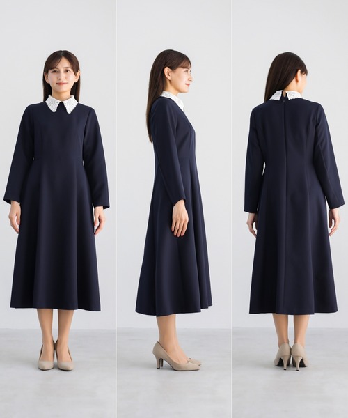 WHITE JOOLA(ホワイトジョーラ)の「【 端正な佇まい 】 ダブルピケクロス・2WAYレース襟ワンピース(ワンピース・レディース・ブラック/ネイビー・L/M/S)」の18枚目の写真