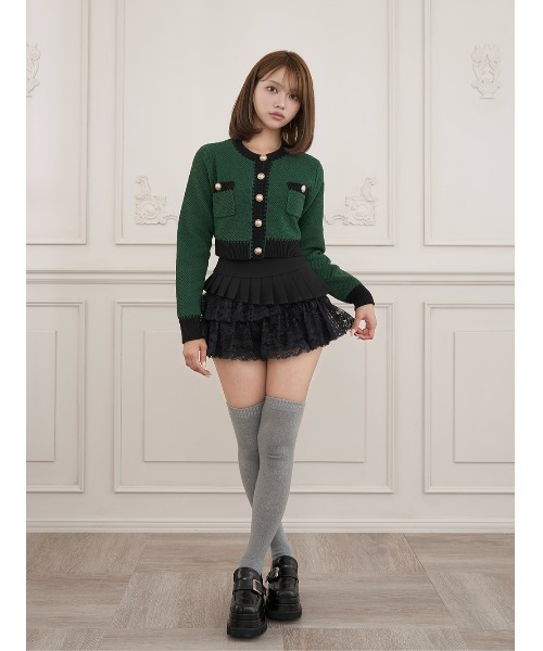 Darich(ダーリッチ)の「DDボタンバイカラーニットカーディガン(カーディガン/ボレロ・レディース・ホワイト/ベージュ/グレー/グリーン/マスタード・FREE)」の15枚目の写真