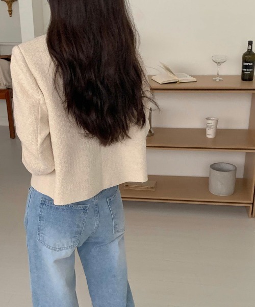 FAVORITO（ファヴォリート）の「ノーカラーツイードジャケット（ノーカラージャケット・レディース・ブルー/ベージュ・F）」の17枚目の写真