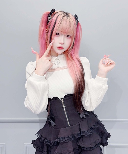 MA*RS（アメーバーマーズ）の「クロスZIPレースアップスカパン（スカート・レディース・ホワイト/ブラック×ホワイト/グレー/ブラック・FREE）」の9枚目の写真