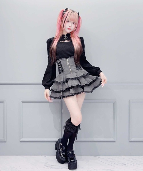 MA*RS（アメーバーマーズ）の「クロスZIPレースアップスカパン（スカート・レディース・ホワイト/ブラック×ホワイト/グレー/ブラック・FREE）」の16枚目の写真