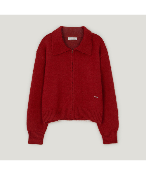 TWEE(トゥウィー)の「イテル ベーシック 襟付きニット ジップアップ(ニット/セーター・レディース・チャコールグレー/レッド/オリーブ/アイボリー・FREE)」の4枚目の写真