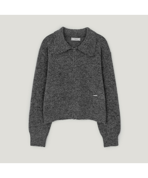 TWEE(トゥウィー)の「イテル ベーシック 襟付きニット ジップアップ(ニット/セーター・レディース・チャコールグレー/レッド/オリーブ/アイボリー・FREE)」の2枚目の写真