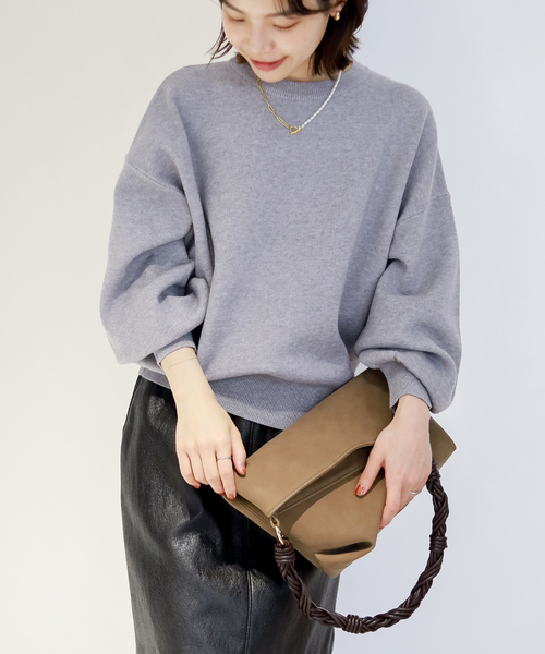 La TOTALITE(ラトータリテ)の「【洗える】ウォッシャブルクルーネックプルオーバー(ニット/セーター・レディース・ピンク/チャコールグレー/ホワイト/ブラック・FREE)」の3枚目の写真
