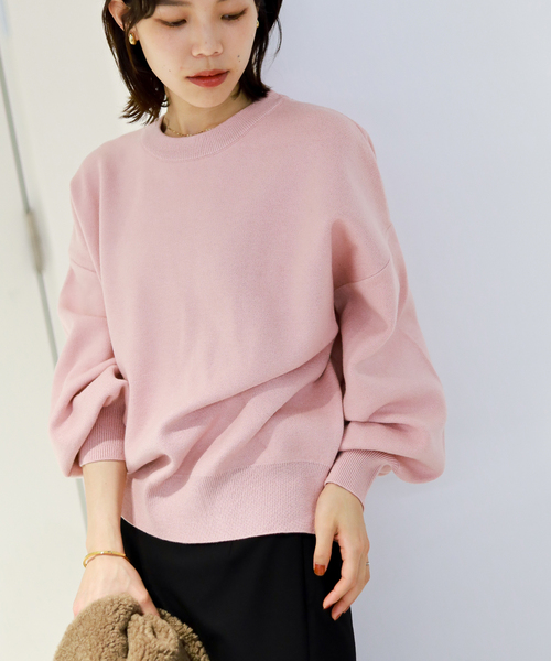 La TOTALITE(ラトータリテ)の「【洗える】ウォッシャブルクルーネックプルオーバー(ニット/セーター・レディース・ピンク/チャコールグレー/ホワイト/ブラック・FREE)」の6枚目の写真
