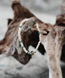 SunKu(�T���N)��Antique Beads Bracelet White/Turquoise(�u���X���b�g)