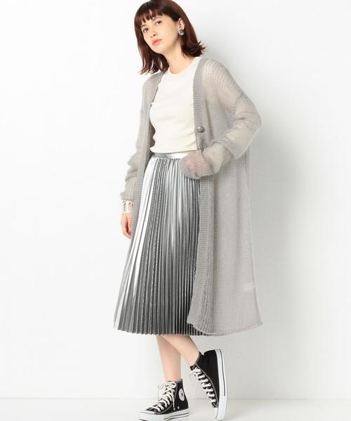 Another Edition（アナザーエディション）の「天竺ロングカーディガン/AEMBC W/NｙテンジクLONG CGN◆（カーディガン/ボレロ・レディース・ライトグレー/ライトピンク・FREE）」の2枚目の写真