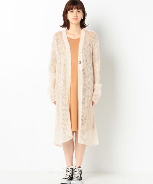 Another Edition（アナザーエディション）の「天竺ロングカーディガン/AEMBC W/NｙテンジクLONG CGN◆（カーディガン/ボレロ・レディース・ライトグレー/ライトピンク・FREE）」の4枚目の写真