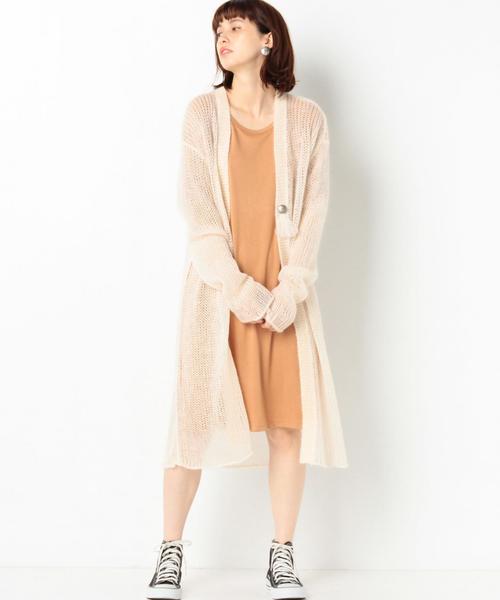Another Edition（アナザーエディション）の「天竺ロングカーディガン/AEMBC W/NｙテンジクLONG CGN◆（カーディガン/ボレロ・レディース・ライトグレー/ライトピンク・FREE）」の6枚目の写真