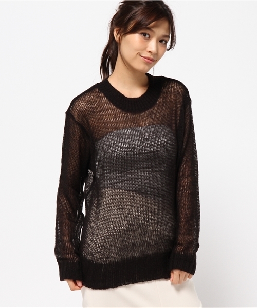 WEGO（ウィゴー）の「WEGO/モヘアライクメッシュニット（ニット/セーター・レディース・ピンク系その他/ブラック/ホワイト・FREE）」の12枚目の写真