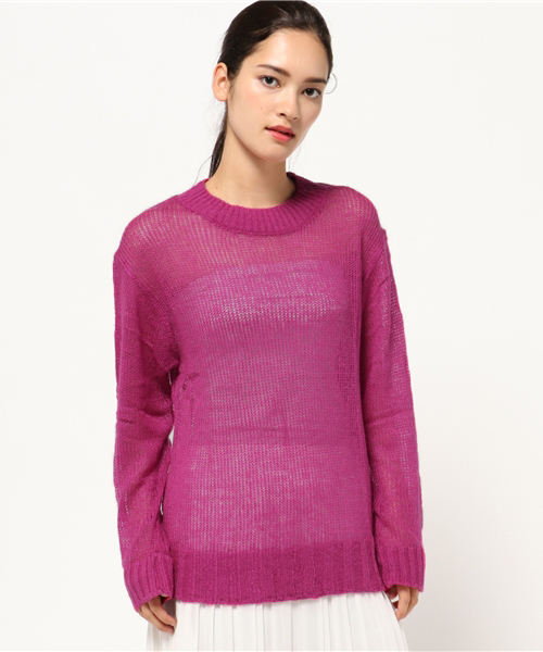 WEGO（ウィゴー）の「WEGO/モヘアライクメッシュニット（ニット/セーター・レディース・ピンク系その他/ブラック/ホワイト・FREE）」の11枚目の写真