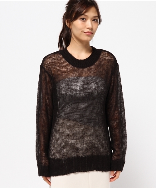 WEGO（ウィゴー）の「WEGO/モヘアライクメッシュニット（ニット/セーター・レディース・ピンク系その他/ブラック/ホワイト・FREE）」の4枚目の写真