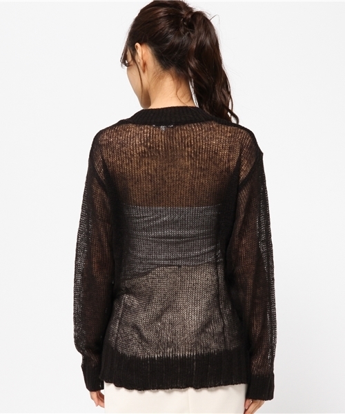WEGO（ウィゴー）の「WEGO/モヘアライクメッシュニット（ニット/セーター・レディース・ピンク系その他/ブラック/ホワイト・FREE）」の6枚目の写真