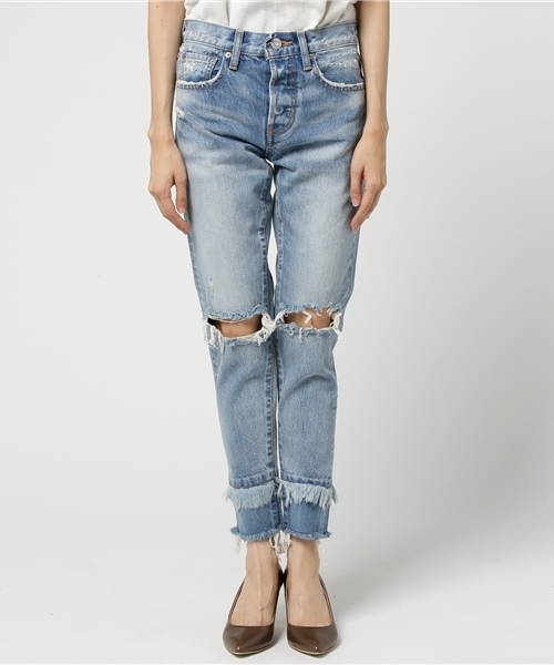 MOUSSY（マウジー）の「LAYERED CUT DENIM（デニムパンツ・レディース・ブルー・25inch/26inch/27inch/24inch）」の9枚目の写真