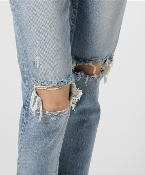 MOUSSY（マウジー）の「LAYERED CUT DENIM（デニムパンツ・レディース・ブルー・25inch/26inch/27inch/24inch）」の4枚目の写真