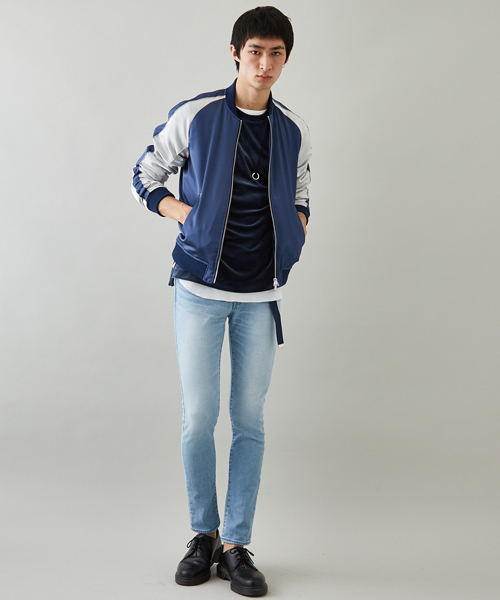 STUDIOUS(ステュディオス)の「STUDIOUS ユーズドテーパードスキニーデニム(デニムパンツ・メンズ・ブルー/サックスブルー・3/1/2)」の6枚目の写真