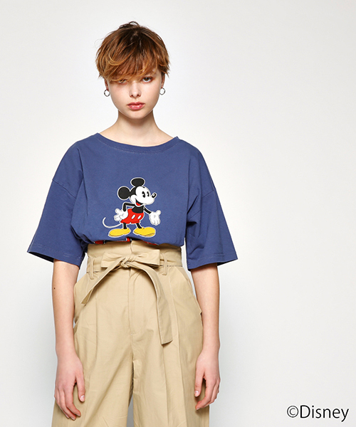 MOUSSY(マウジー)の「MICKEY MOUSE TSJ(Tシャツ/カットソー・レディース・ブラック/ブルー/ホワイト・FREE)」の1枚目の写真