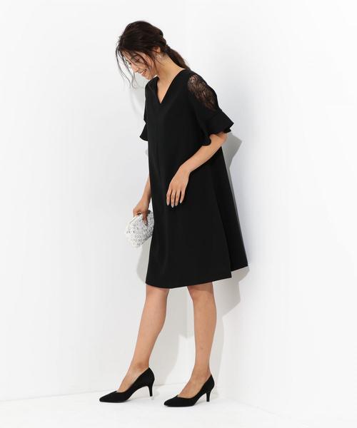 Jewel Changes ジュエルチェンジズ の Csp レース切り替えフレアスリーブ ワンピース 二次会 ワンピース 結婚式 ワンピース ワンピース Wear