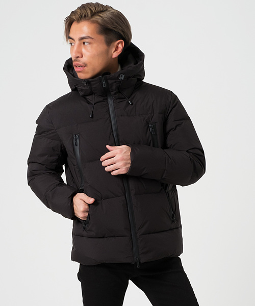 ダウンジャケット・コート +DEINET+ VOLUME SHIRRING POINT JACKET IN BLACK KDBFU4S3311 撥水】フード付スタンドダウンアウター(11453804-2024