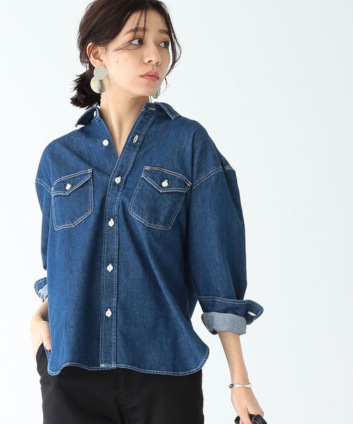B:MING by BEAMS（ビーミングバイビームス）の「Lee × B:MING by BEAMS / 別注 ルーズフィット シャツ 19SS（シャツ/ブラウス・レディース・ベージュ/ネイビー/インディゴブルー・SMALL/MEDIUM）」の3枚目の写真
