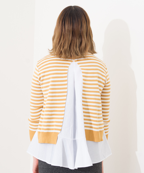 La・comfy(ラコンフィー)の「La・comfy / ボーダープルオーバー×フレアタンクトップ 2WAYアイテム(ニット/セーター・レディース・ブラック/グレー/イエロー/グリーン・FREE)」の21枚目の写真