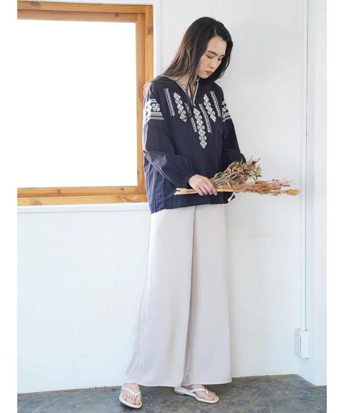 AMERICAN HOLIC(アメリカンホリック)の「ドロストとろみギャザーワイドパンツ*(その他パンツ・レディース・ブラック/ネイビー/モカ/ベージュ系その他/ストライプ/ドット/その他14・M/L)」の13枚目の写真