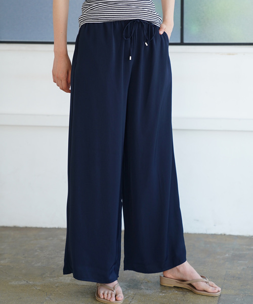 AMERICAN HOLIC(アメリカンホリック)の「ドロストとろみギャザーワイドパンツ*(その他パンツ・レディース・ブラック/ネイビー/モカ/ベージュ系その他/ストライプ/ドット/その他14・M/L)」の5枚目の写真