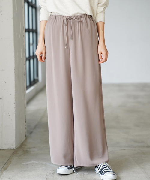 AMERICAN HOLIC(アメリカンホリック)の「ドロストとろみギャザーワイドパンツ*(その他パンツ・レディース・ブラック/ネイビー/モカ/ベージュ系その他/ストライプ/ドット/その他14・M/L)」の3枚目の写真