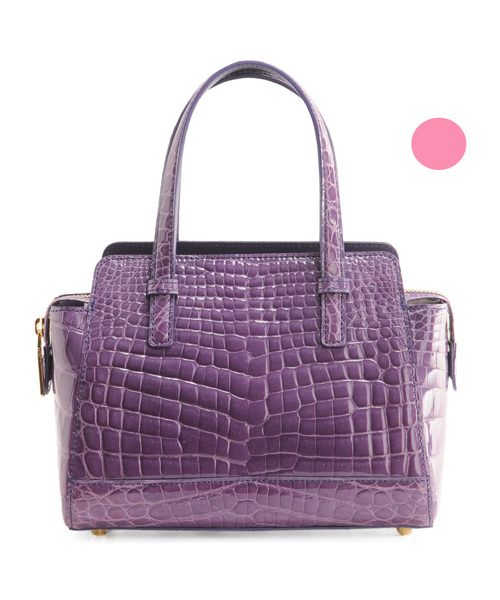 sankyo shokai(サンキョウショウカイ)の「クロコダイルレザーハンドバッグ(ハンドバッグ・レディース・ブラック/パープル/レッド/ライム/ブルー/ライトブラウン・FREE)」の14枚目の写真