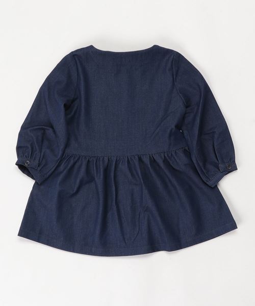 BeBe（ベベ）の「BeBe/先染めデニム刺繍ワンピース（ワンピース）」 - WEAR