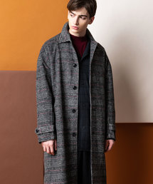 Lulu ＆ Arnie | ガンクラブ グレンチェック シャギー オーバーサイズ ステンカラーコート(ステンカラーコート)