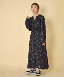 セール ブランド古着 W Closet ダブルクローゼットのワンピース ブルー ネイビー 青色系 花柄 古着通販 Zozoused