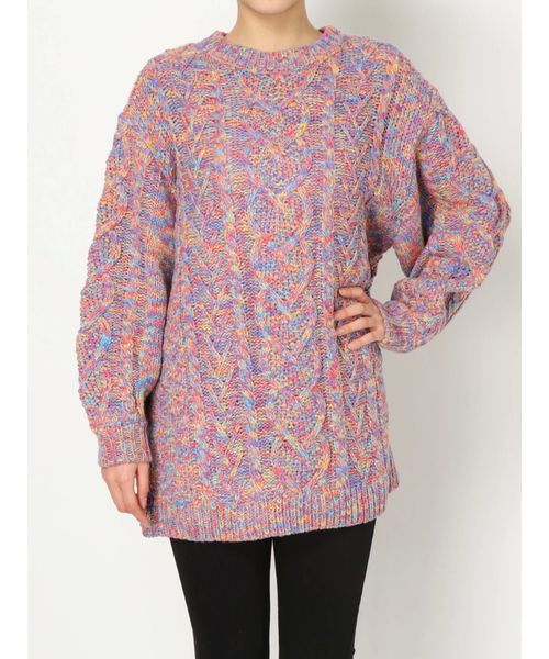 jouetie(ジュエティ)の「サイドスリットケーブルニット(ニット/セーター・レディース・その他1/ブラック/オフホワイト・MEDIUM)」の3枚目の写真